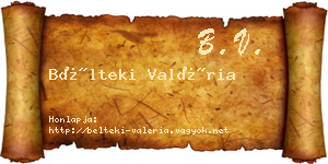 Bélteki Valéria névjegykártya